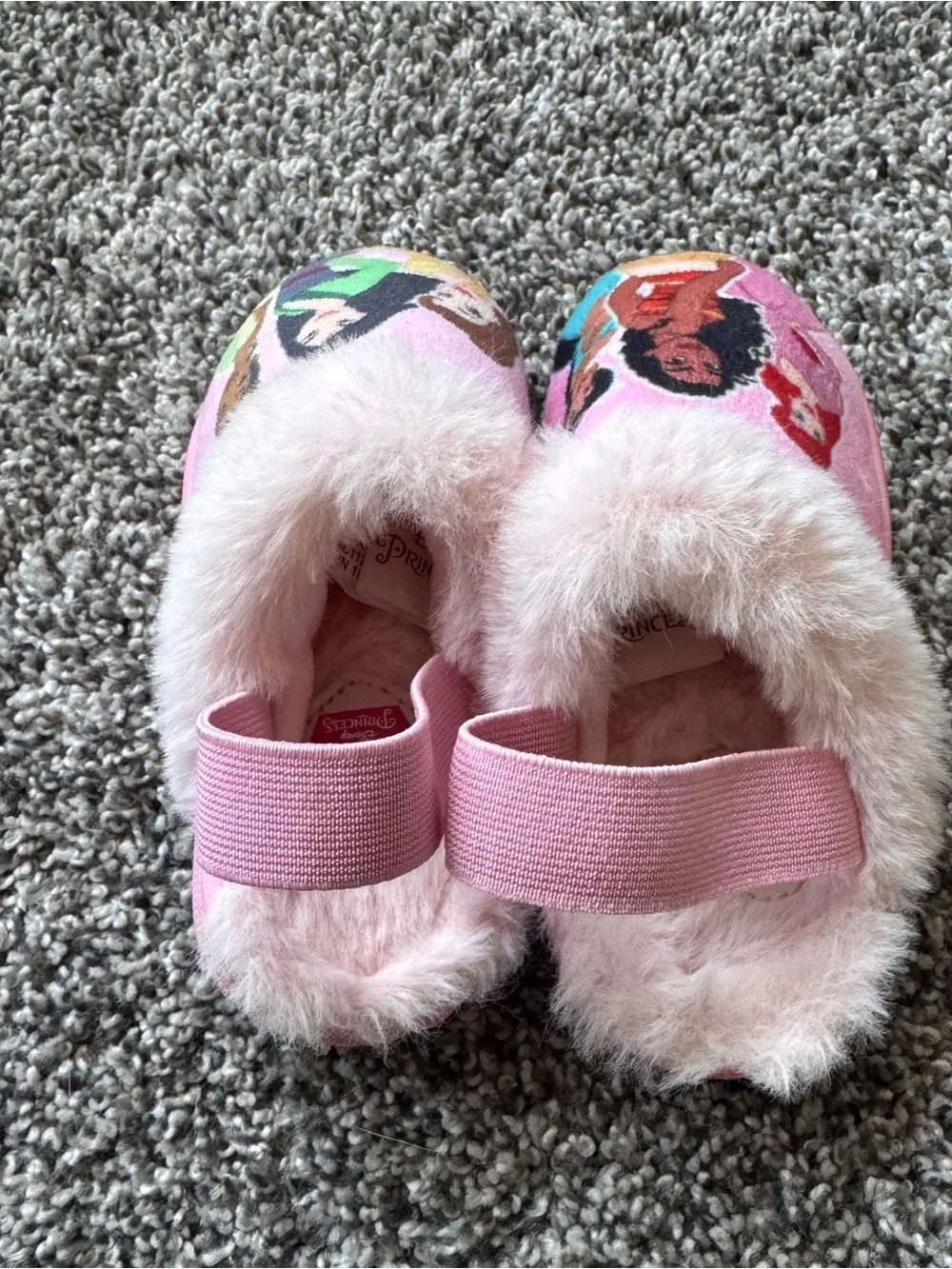 Kids Pink Princess Theme Fuzzy Slippers